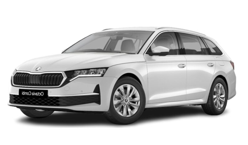 Vista frontal Skoda Octavia Combi Hybrid en renting